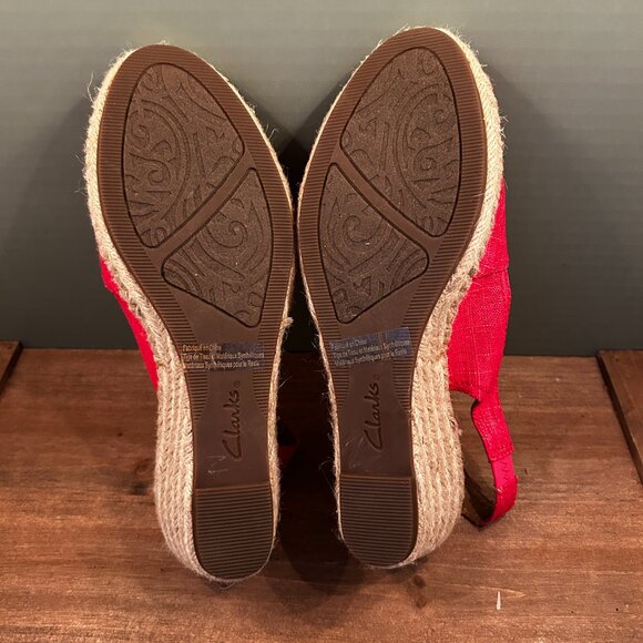 Clarks Artisan Womens Pink Slingback Wedge Sandals Size 9.5M - Picture 8 of 8